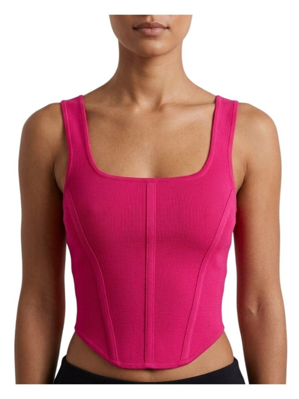 Allie Rose Knit Corset Tank Top Small Sleeveless Cropped Polyester Barbiecore